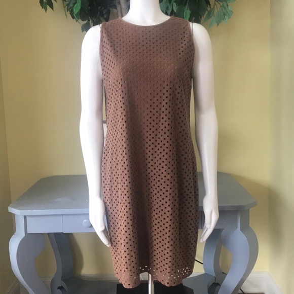 Cynthia Steffe Dresses & Skirts - Cynthia Steffe Tan Brown Laser Cut Sheath Dress 14